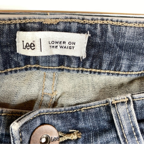 Lee Womens Bootcut Jeans Sz 10 Blue Distressed Denim Flap Pockets Western - Picture 4 of 10
